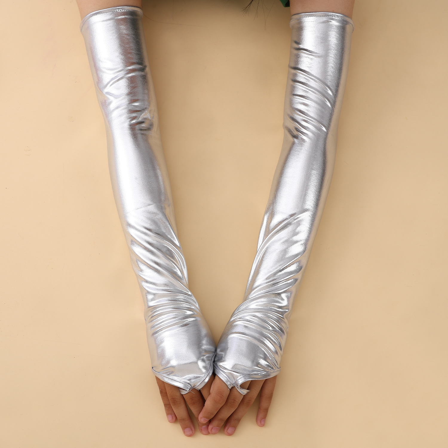 Estilo europeo y americano 48cm gancho de charol se refiere a damas largas vestido sexy fiesta nupcial ópera guantes sin dedos transfronterizos