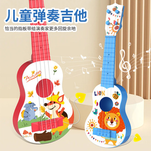 Ukulele Small Guitar for Kidsren Boys and Girls Cartoon Musical Instrument Toy Can Play Baby Music and Give Music Score
