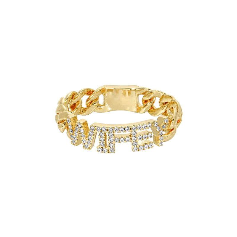 Nuevo europeo y americano transfronterizo superventas ins ZIRCON wifey cadena anillo 2022 caliente celebridad en línea Hada
