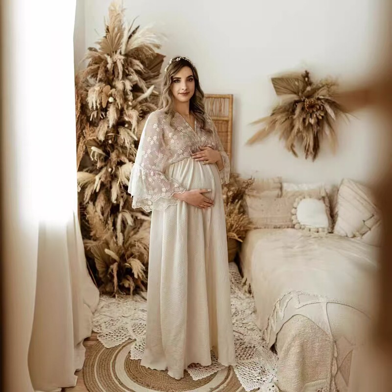 Ins European and American Export Amazon Pure Cotton Maternity Long Skirt Embroidered Lace Maternity Photography Photo Dress 1266 Ins European and American Export Amazon Pure Cotton Maternity Long Skirt Embroidered Lace Maternity Photography Photo Dress 1266
