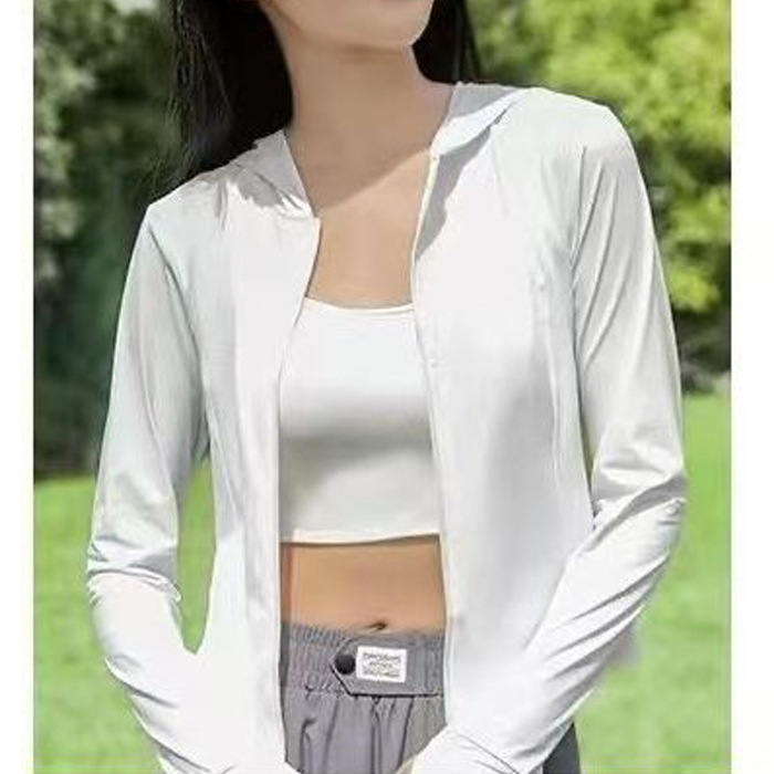 Chaqueta de Protección Solar Tacto Frío para Mujer de Poliéster con Cremallera para Verano