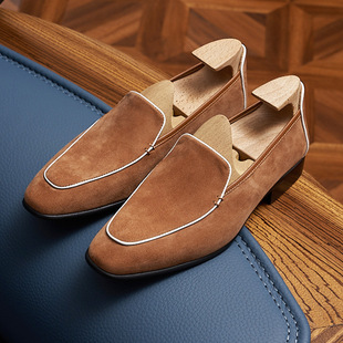 Cross-Border Handmade Genuine Leather Men's Loafers, Slip-On Business Casual Men's Shoes, European and American Gentleman's Loafers