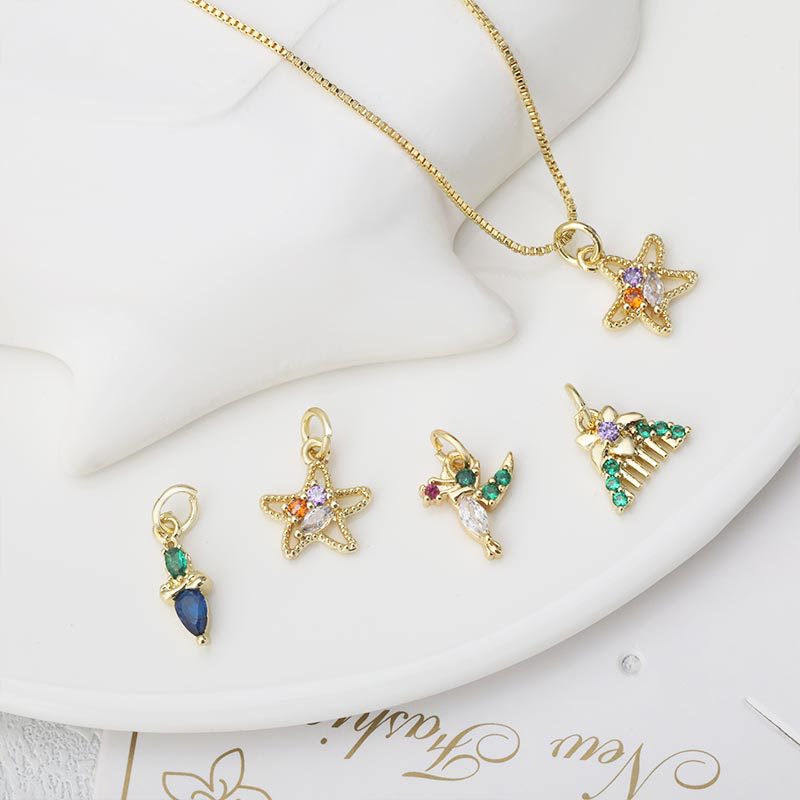 All Seasons Season 1 Piece 12.1*11.1mm Copper Zircon Starfish Pendant