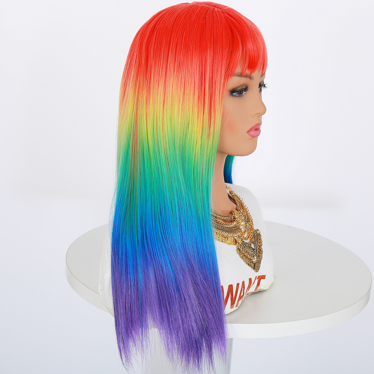 Peruka z motywem tęczy i gradientu My Little Pony w stylu codziennego noszenia z syntetycznej peruki COS Anime dla kobiet_voghion.com