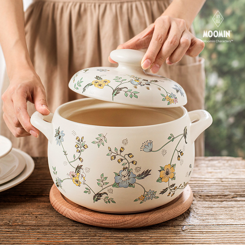 Nueva Moomin genuino autorizado flor racimo cazuela hogar resistente a altas temperaturas olla de sopa cazuela de cerámica fuego abierto image 5