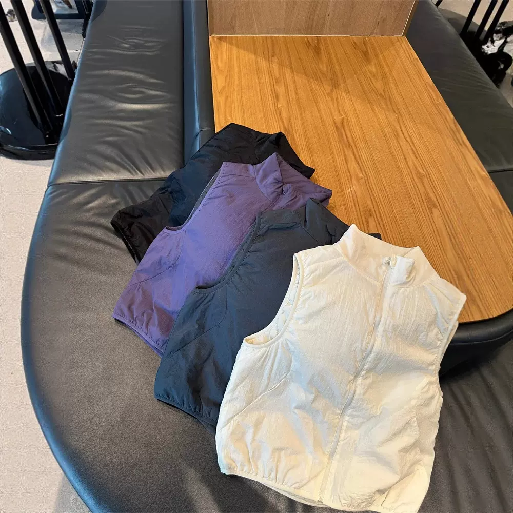 U家同款羊毛夹层立领棉服马甲雾面肌理感无袖保暖坎肩秋冬背心