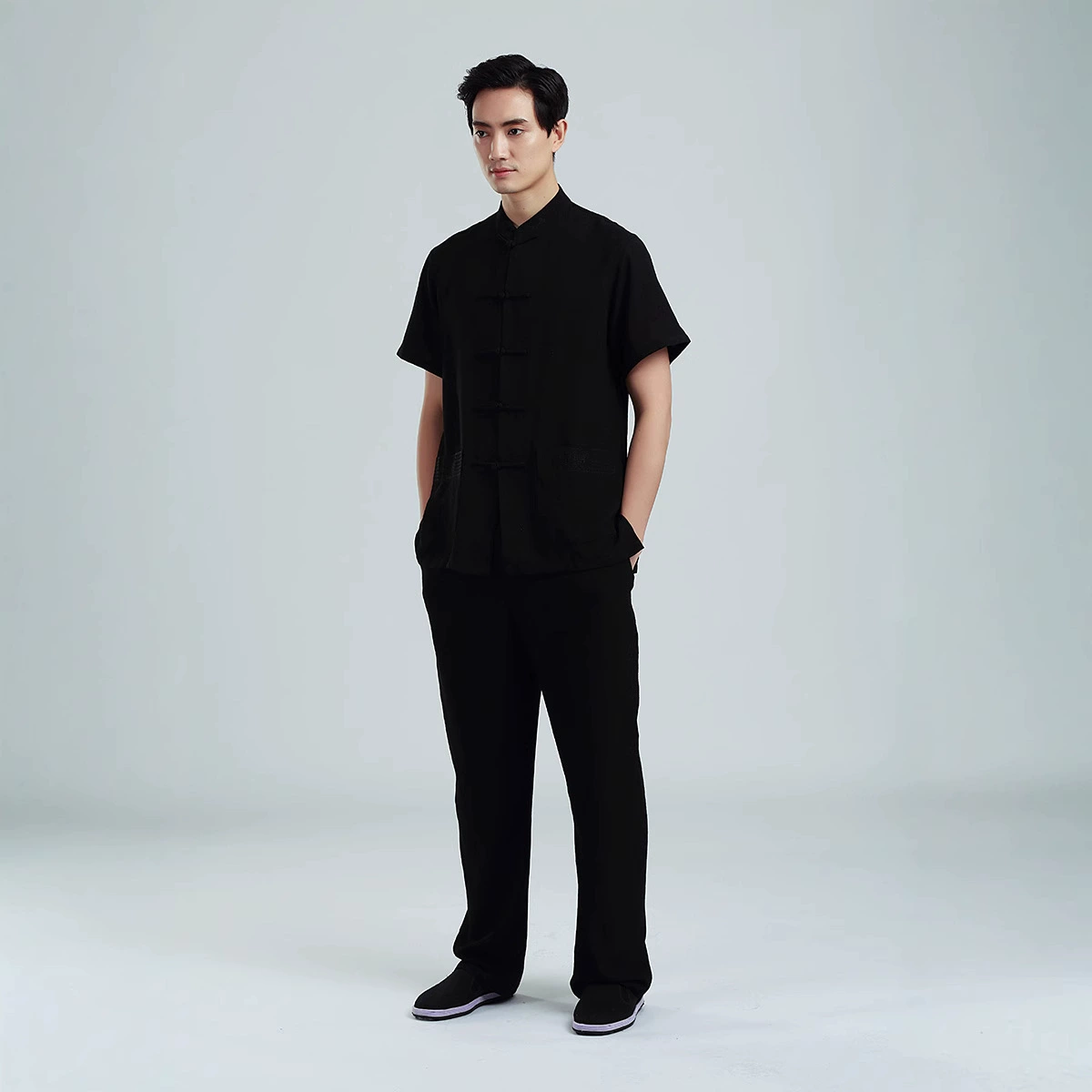 Костюм Tang в китайском стиле 2350, мужской костюм с короткими рукавами, брюки-рубашка для среднего и пожилого возраста