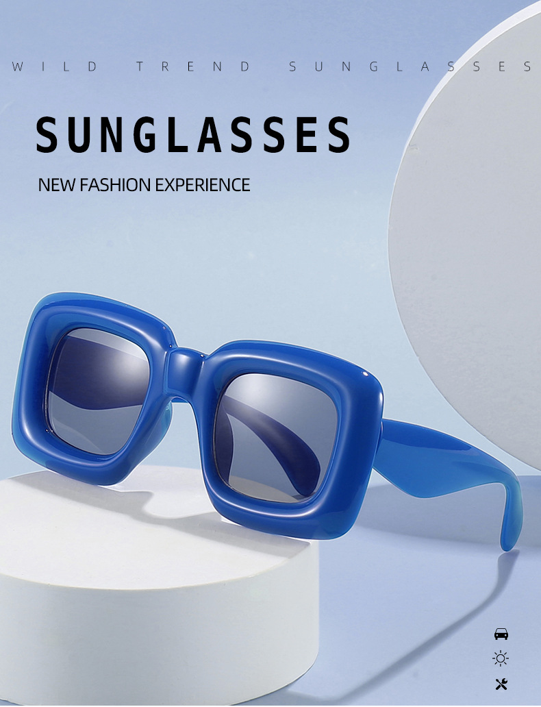 50g Weight Fashion Solid Color Ac UV400 Protection Square Full Frame Women's Sunglasses