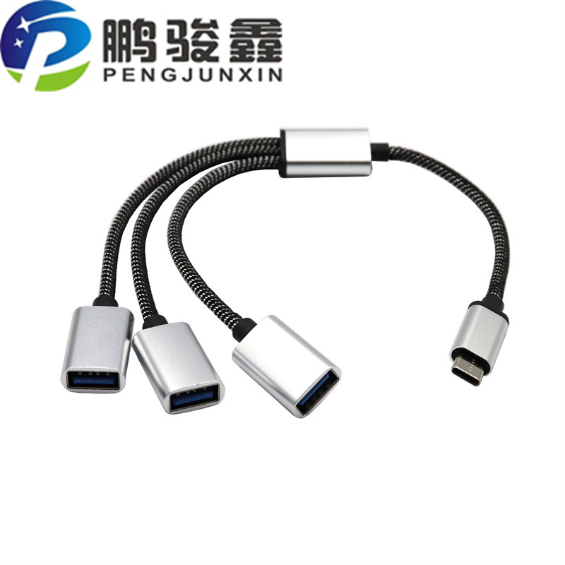 Tipo C a USB hub type-c a 3 puertos usb2.0 HUBtype-c uno para tres Divisor OTG