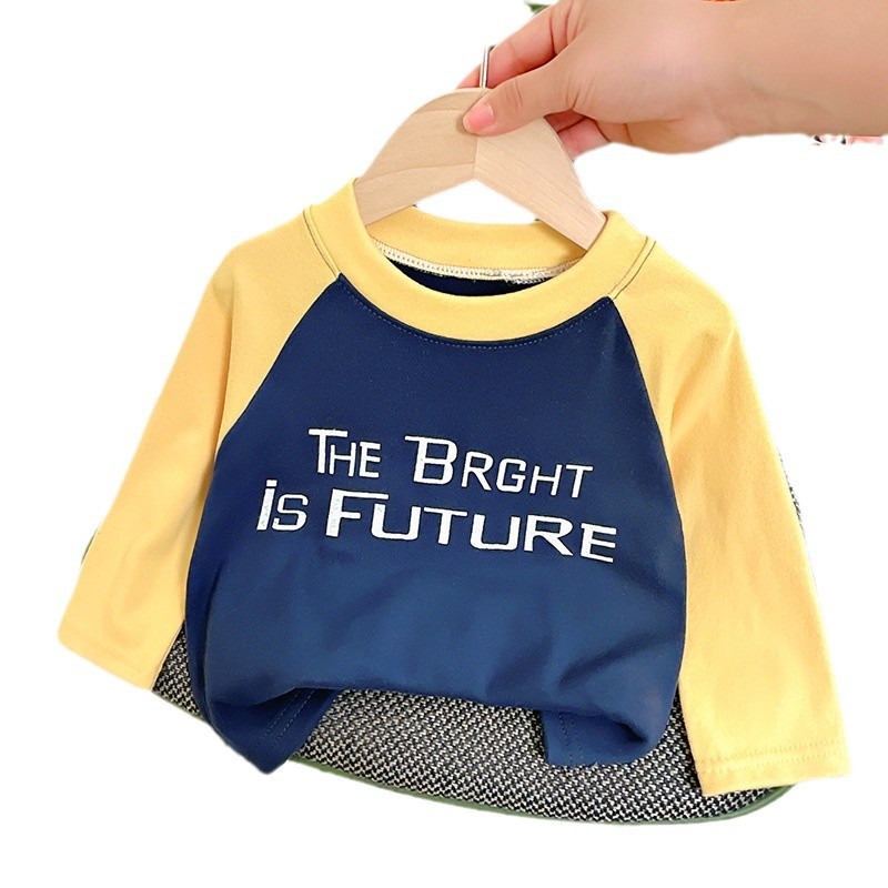 Nuevos niños de fondo camisa de manga larga cálido pequeño y mediano niños y niñas Single Top Primavera y Otoño Invierno pullover ropa de otoño ropa para niños