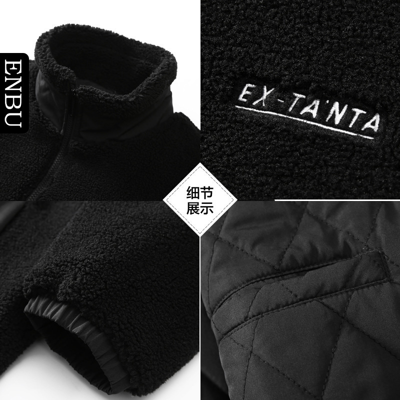 Chaqueta Acolchada de Lana de Oveja para Hombre con Cuello Alto Engrosada Térmica para Invierno image 5