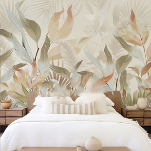 Scandinavian Banana Leaf Jungle Wallpaper Living Room Sofa Bedroom Background Wall Wallpaper French Tropical Green Plant Wall Covering