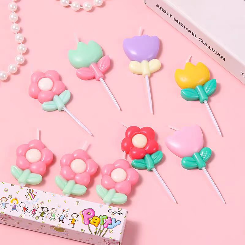 小花蜡烛网红韩式ins风卡通生日蛋糕装饰插件可爱花朵太阳花蜡烛