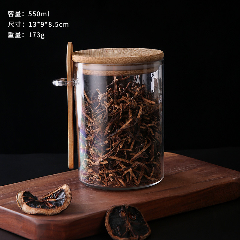 メーカー卸売日本製竹蓋密封瓶スプーン穀物保存瓶家庭用キッチンラウンドプラスチック保存瓶|undefined