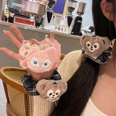かわいい達菲熊格子髪輪縄学院風熊公仔頭縄大腸髪輪日韓系髪飾り女