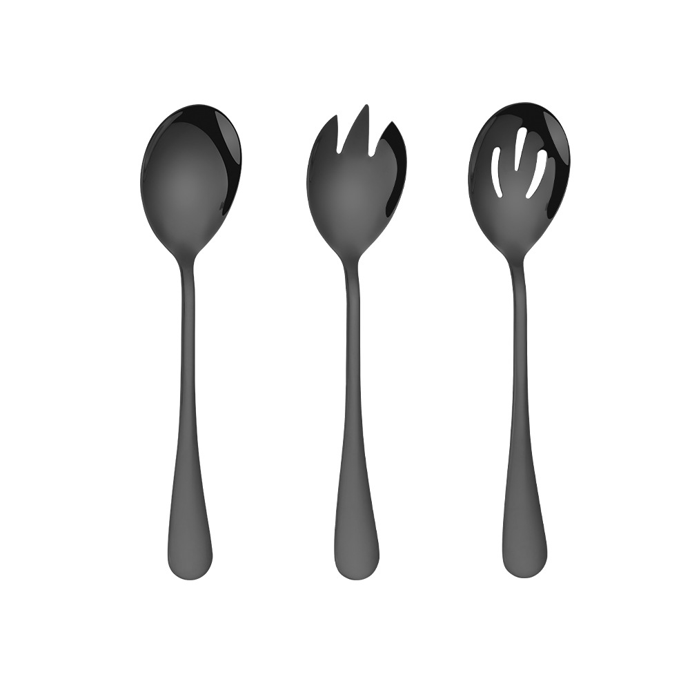 블랙 샐러드 스푼 + 샐러드 포크 + 소쿠리 (가방에)