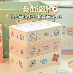 Manufacturer direct sale data cable storage box desk storage lipstick storage box charging cable cord organizer dustproof with lid