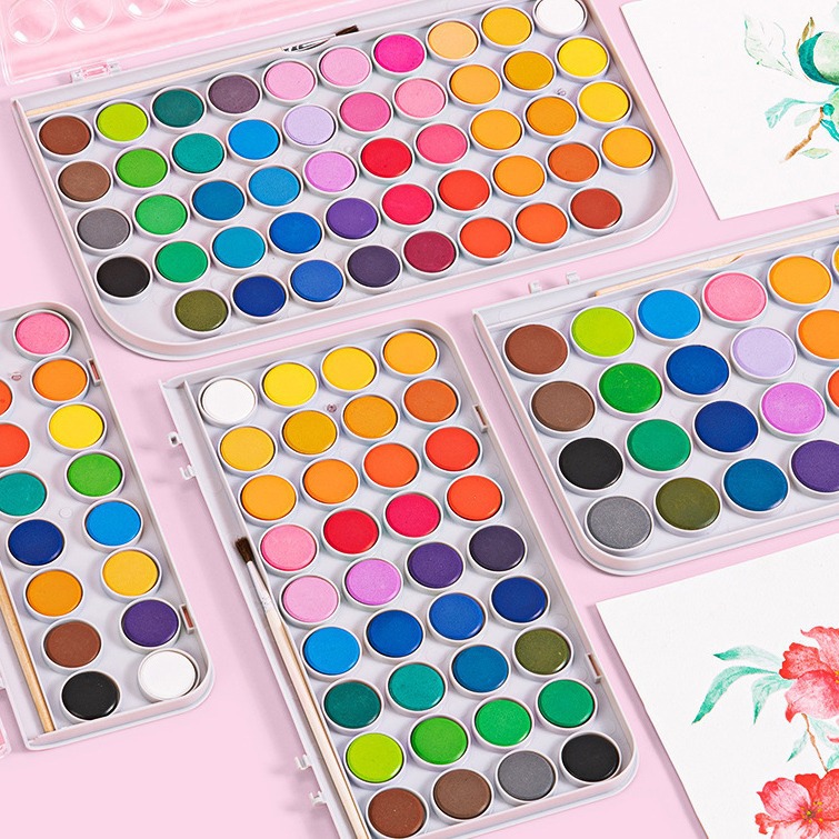 Deli Hs112 Solid Watercolor Paint Set for Children and Beginner Art Students, Hand-Painted Powder Paint Painting Set