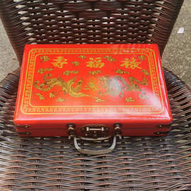 2026新款仿古麻将盒配密胺麻将 明清工艺皮盒 出口旅游英文麻将一
