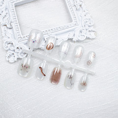 【Jiǎolóng】Cat and Dog Diary Nail Art Set, Glitter and Cat Eye Nails, Nail Stickers, False Nails