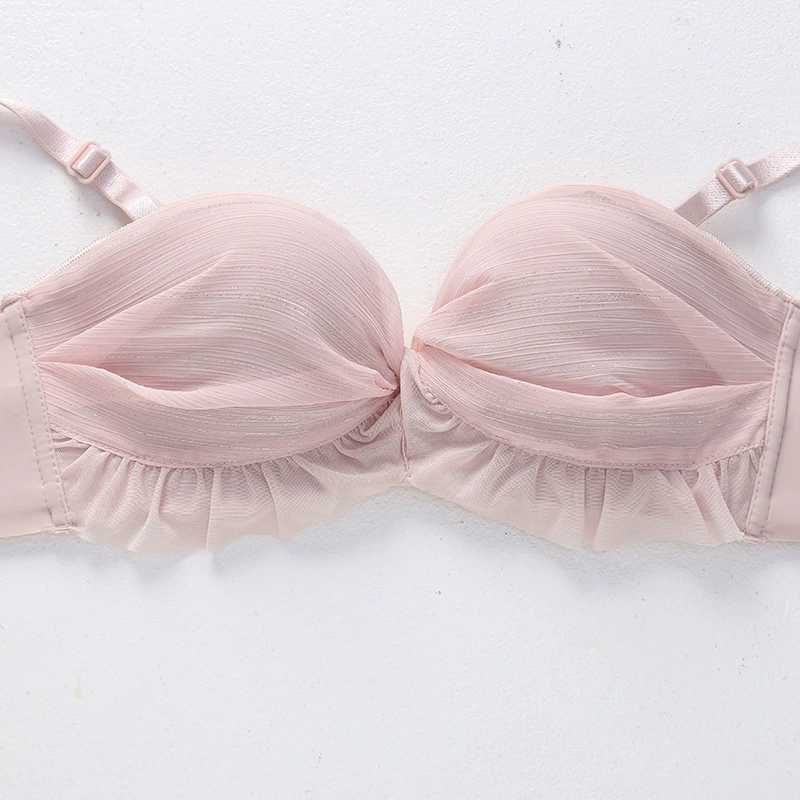 Thin supporting sexy underwear for breastfeeding with bow, set, lace wireless bra