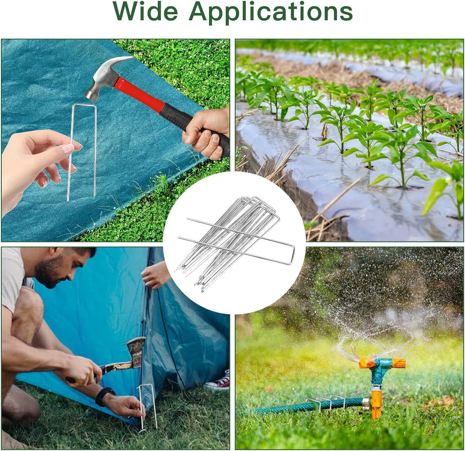 Нержавеющая сталь, защищенная от травы, напольная гвоздь, коврик для кошек, фиксированная U-образная прокладка, комбинированная оцинкованная гвоздь для сельскохозяйственного орошения