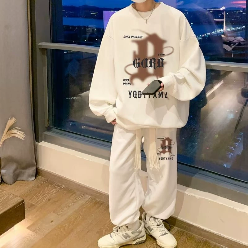 Длинные брюки с длинными рукавами новый японский тренд свитер повседневный костюм осенний мужской минимализм литературный темперамент