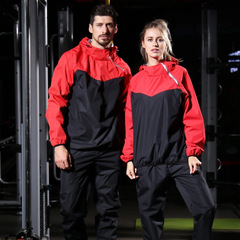 Cross-border sweat-proof, excessive sweating, sporty, hooded set women's training clothes, men's fitness, weight loss suit, couple's two-piece set