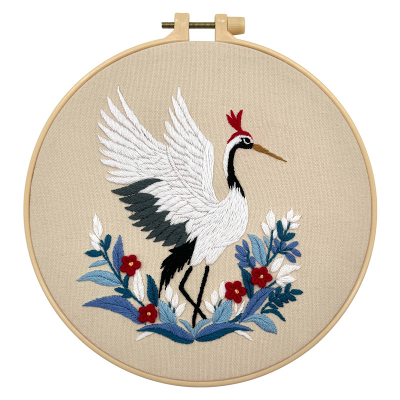 Lu bordado manual paquete de material de bordado Flying Crane serie de bordado cruzado cuelgue dibujo colgante novato simple hacer dibujo colgante redondo