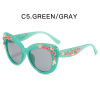 Fashionable retro glasses solar-powered, sunglasses, 2023, flowered, cat's eye, wholesale