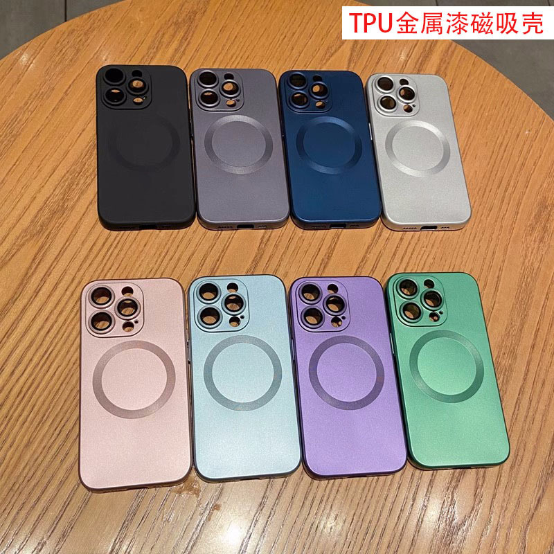 适用iPhone15手机壳新款14ProMax苹果13自带镜头膜高级感16磁吸壳