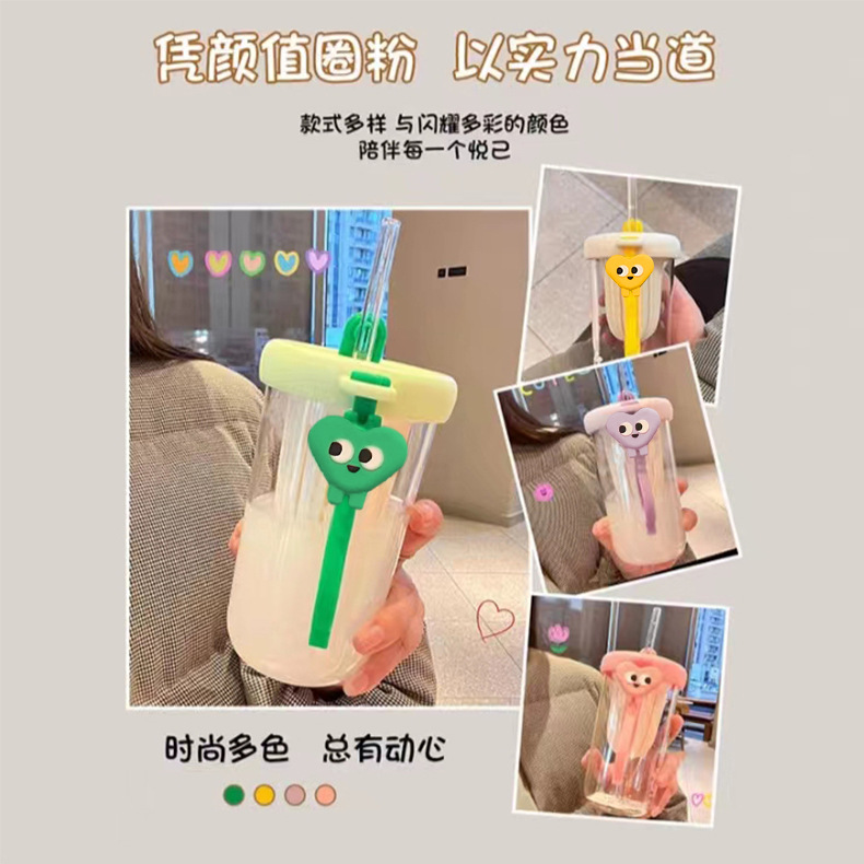 Minimalist transparent glass cup with heat insulation, detachable cup, double-drinking cup, love-themed couple water cup, high-end portable tea filter cup