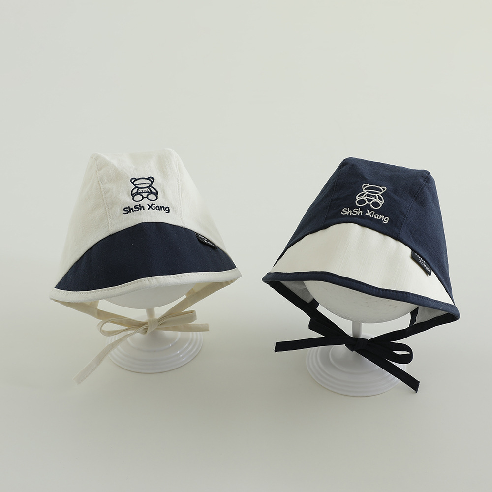 Sombrero coreano para bebés primavera y otoño delgado lazos letras baojou sombrero de corte sombrero de sombrero de abrigo recién nacido puerta de chimenea sombrero de marea