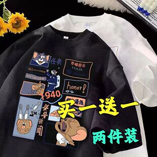 Summer new cartoon cat and mouse short sleeve fashion brand ins loose T-shirt half sleeve top casual lovers all-match 12