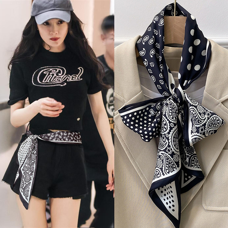 New Paisley Small Long Scarf Belt Polka Dot Paisley Versatile High-End Hairband Neck Professional Scarf