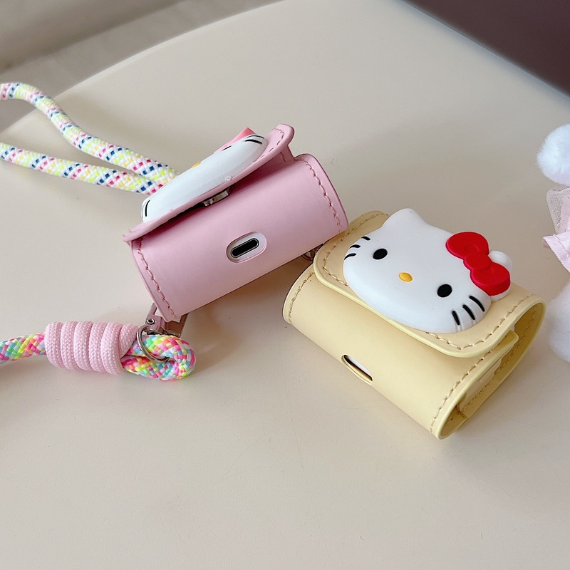 PU レザー Airpods 保護カバー外出ポータブル Bluetooth ヘッドセット収納レザーケースストラップ付きメーカー卸売|undefined