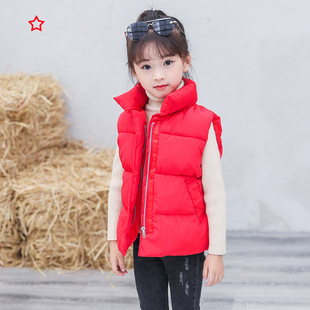 2025 New Autumn and Winter Korean Style Casual Short Stand-Up Collar for Boys and Girls, Large, Medium and Small Kidsren's down Cotton Bread Vest
