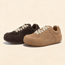 磨砂牛皮小白鞋女秋季新款百搭软底不累脚复古板鞋厚底休闲女板鞋