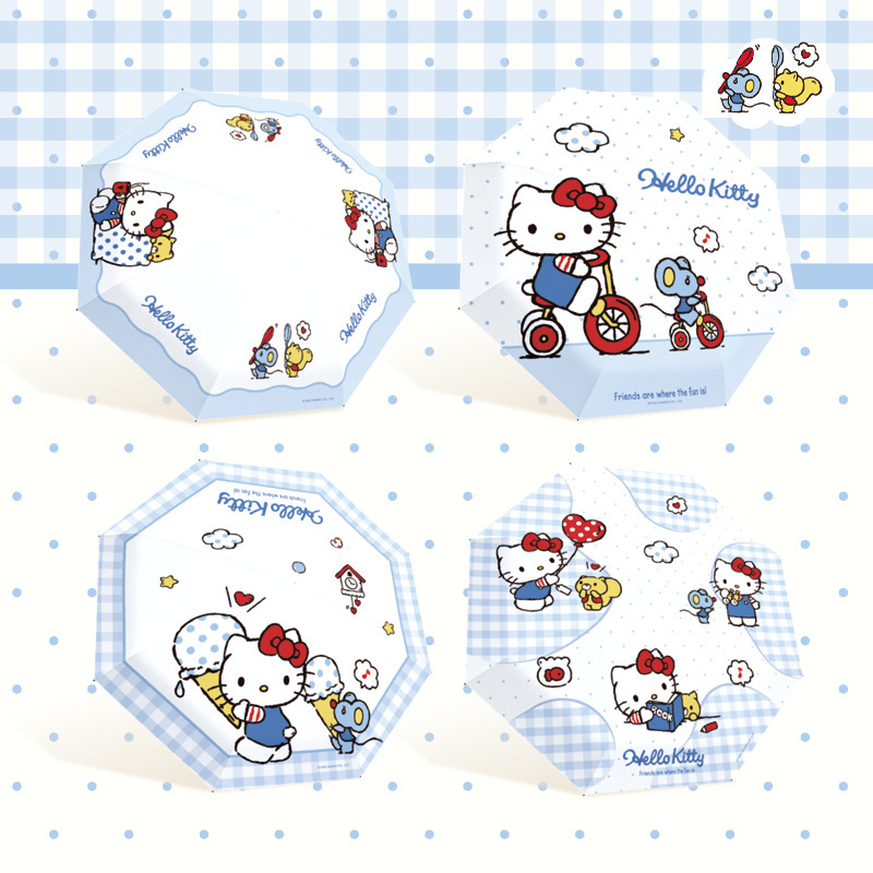 Sanrio Genuine Kt Cat Fully Automatic Umbrella for Women, Sunny or Rainy, High-Looking and Cute Hello Kitty Parasol
