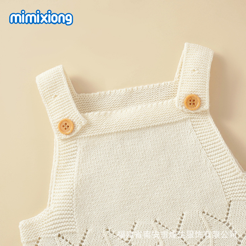 ins夏季新款针织镂空哈衣+帽子套装