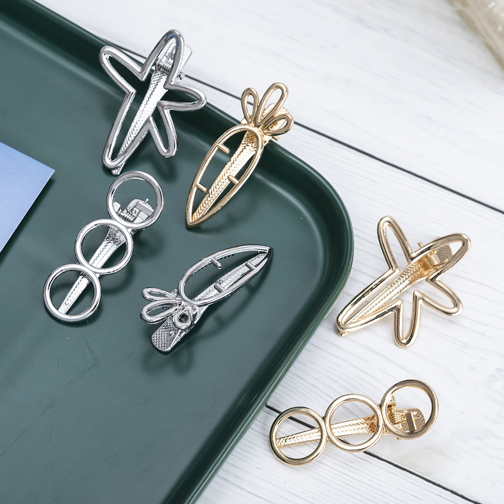 Directamente del fabricante: pinza de pelo geométrica de aleación estilo coreano con diseño de estrella de mar, pinza de pico de pato, pinza para flequillo, accesorio para el cabello. image 1