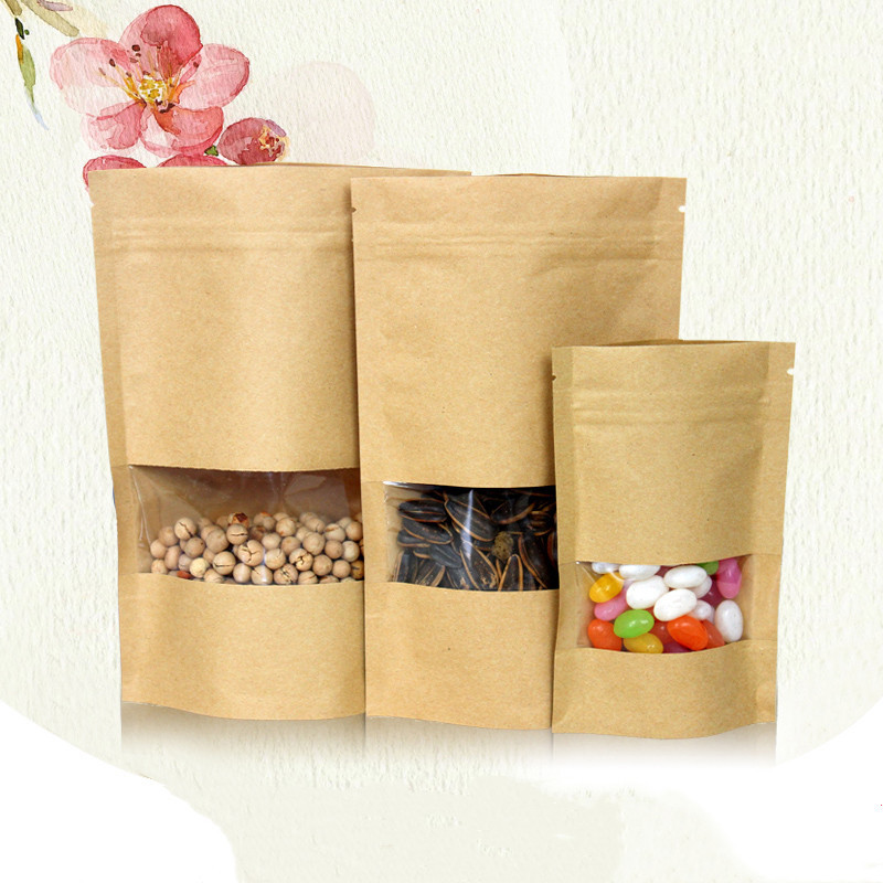 磨砂开窗牛皮纸袋20*30瓜子散装食品自封袋Kraft paper bag报价