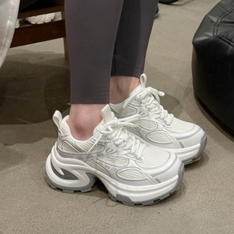 Cross-Border Genuine Leather Dad Shoes for Women, New Versatile Thick-Soled Height-Increasing Platform Shoes, Trendy Sports Lace-Up White Shoes Cross-Border Genuine Leather Dad Shoes for Women, New Versatile Thick-Soled Height-Increasing Platform Shoes, Trendy Sports Lace-Up White Shoes