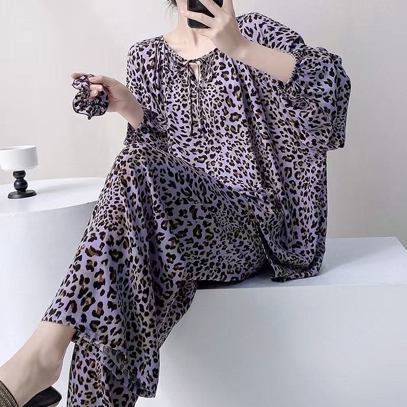 MZS2708 대형슈트+머리끈-보라색호피무늬