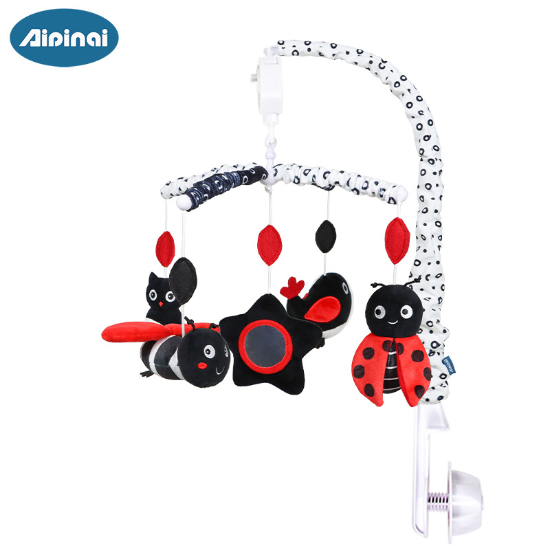 Cama animal negra y roja Bell + caja de música del reloj + caja de color
