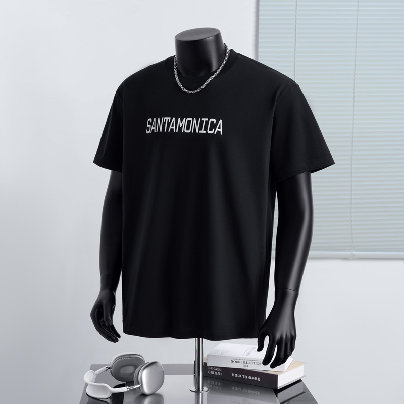 アメリカンレトロな夏のインナーシャツ、カジュアルTシャツ、トレンドブランドメンズ半袖、シンプルな植毛トップス、純綿吸汗シャツ|undefined