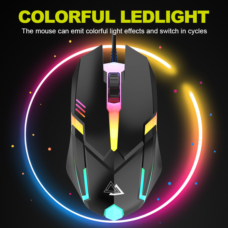 Teclado luminoso ratón juego de teclado con cable ratón traje RGB luminoso teclado único neutral embalaje transfronterizo comercio exterior