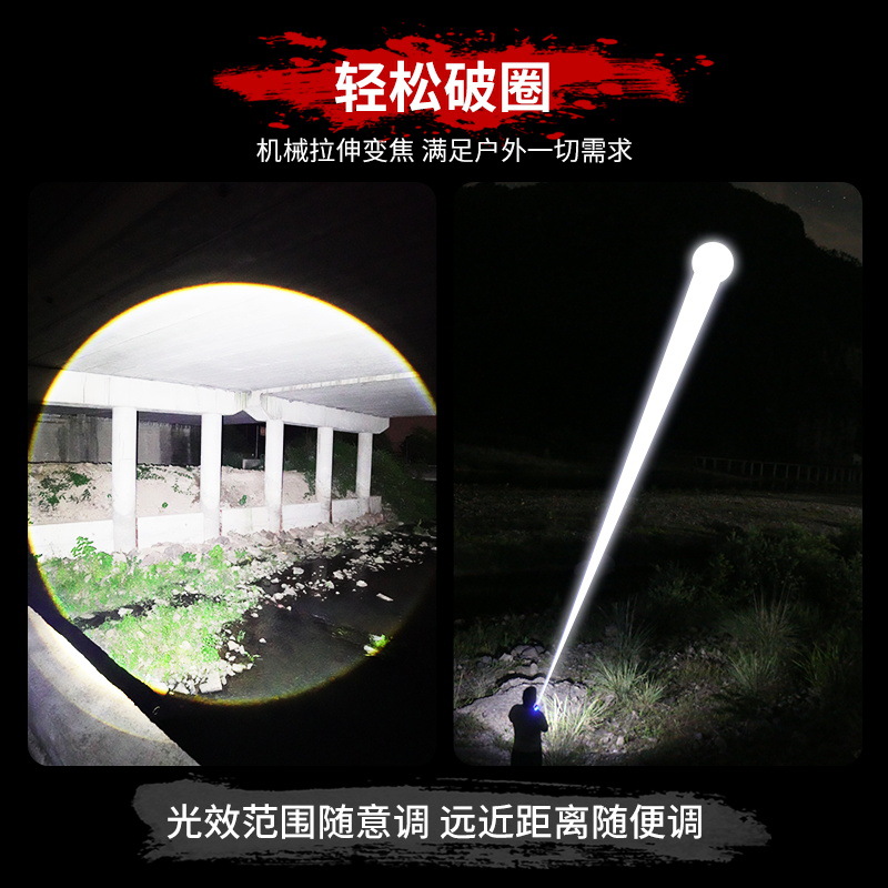 Linterna de visualización digital de alta luz fuera de línea, carga al aire libre, enfoque de larga duración, 21700 linterna doméstica