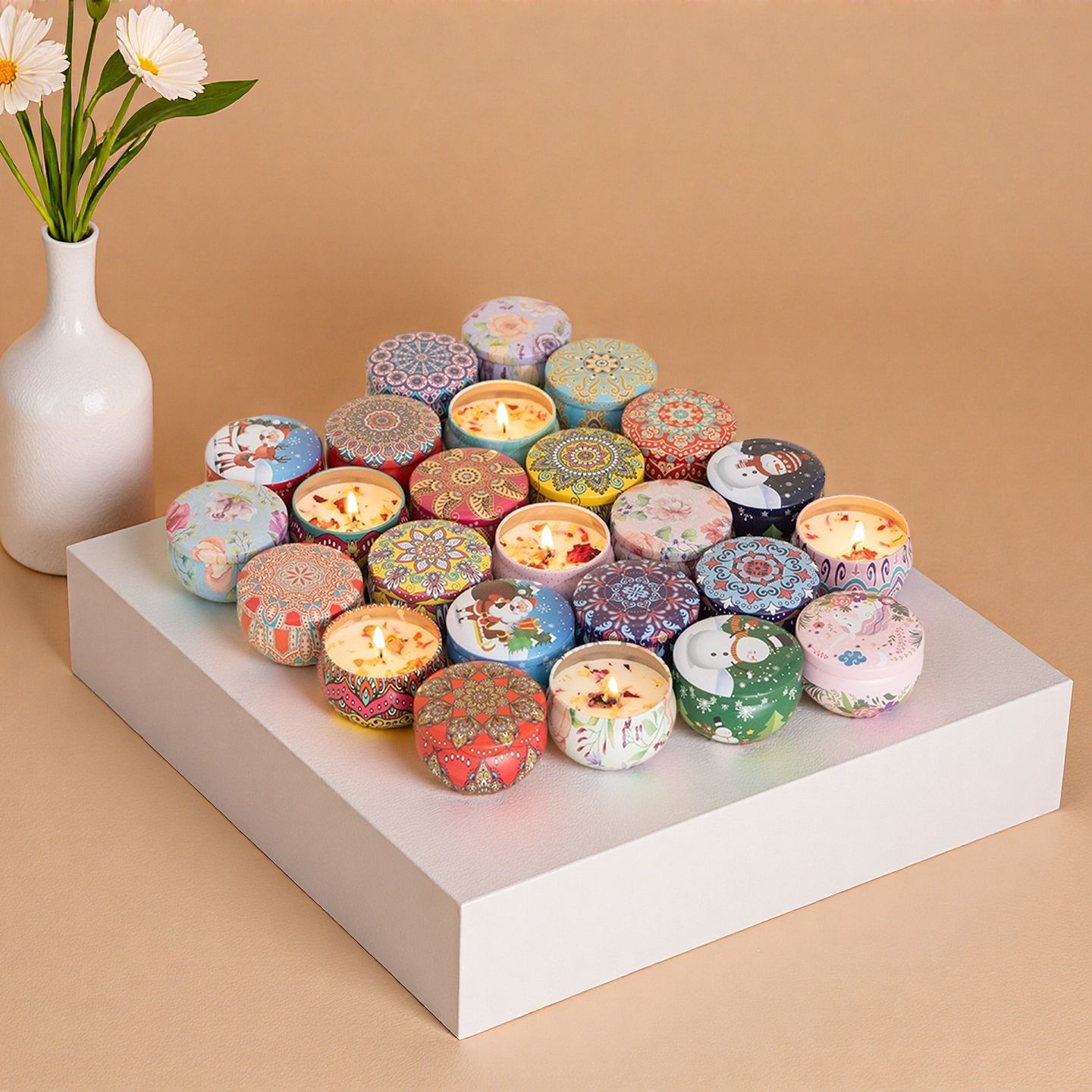 跨境外贸版大豆蜡干花香薰蜡烛结婚伴手礼生日礼物花氛芳熏香蜡烛