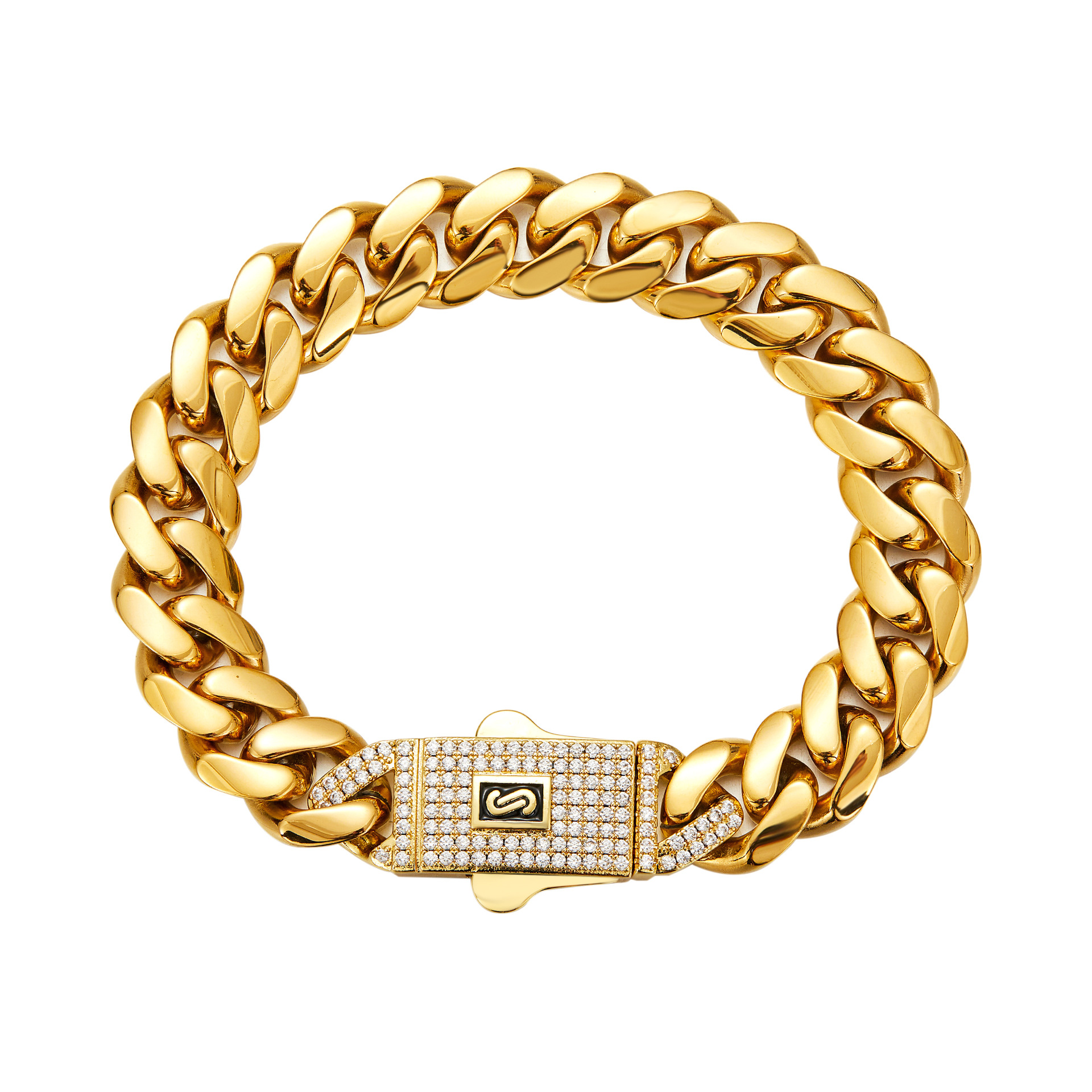 1 Piece Quantity Hip-Hop Classic Style Solid Color 304 Stainless Steel Polishing Plating Inlay Zircon 18K Gold Plated Men's Necklace Men Chain Necklaces